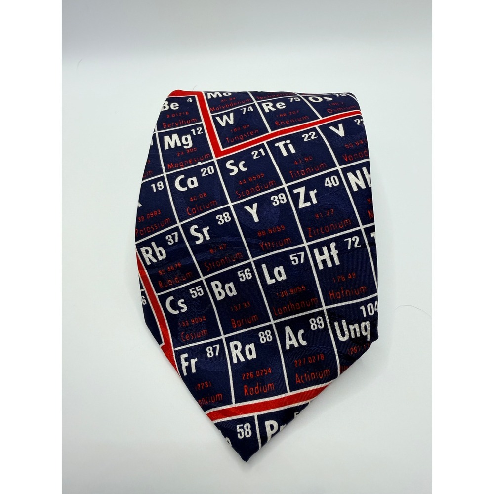 Ralph Marlin RM Style Periodic Table Silk Tie Navy Red Science Vintage 1994